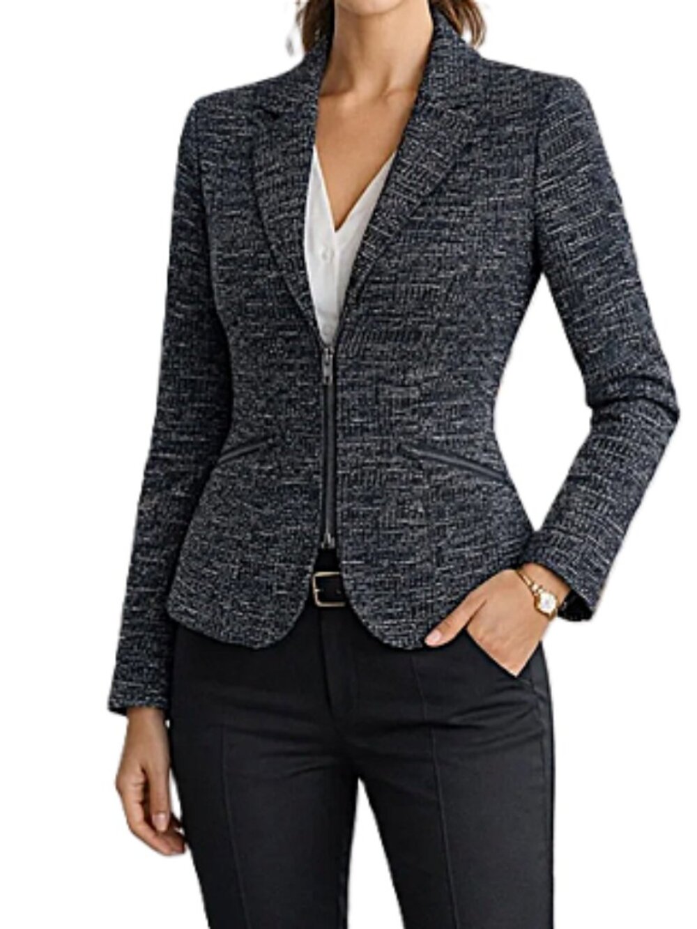 Cabi Mix Mingle Navy Tweed Blazer Jacket size 4